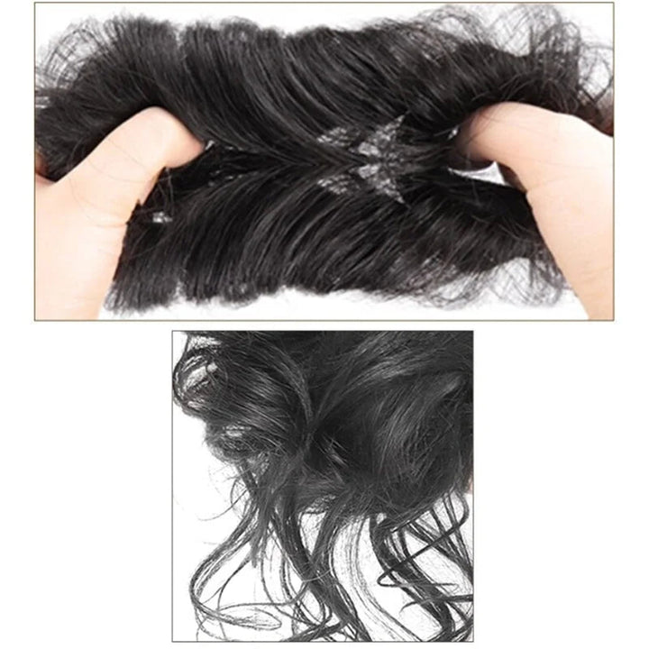 Voluminöser Dutt Look: Einfaches Messy Bun Haarteil für sofortige Fülle.