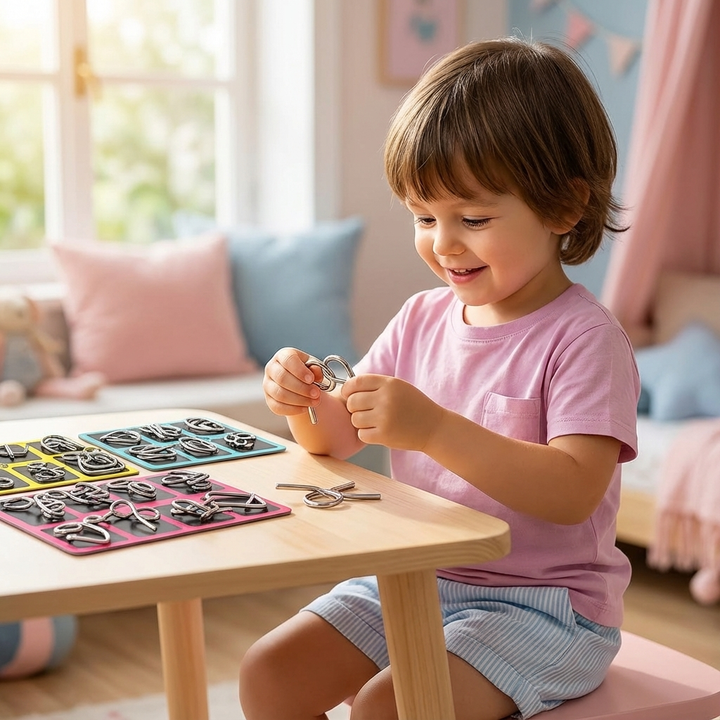 Metall-Denkspiel für Kinder, fördert Logik & Geduld. Perfektes Lernspiel & Motoriktraining.