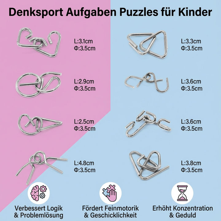 Originelles Geschenk für Kinder: Metall-Denkspiel zur Förderung von Logik & Geduld. Ein cleveres Lernspiel.