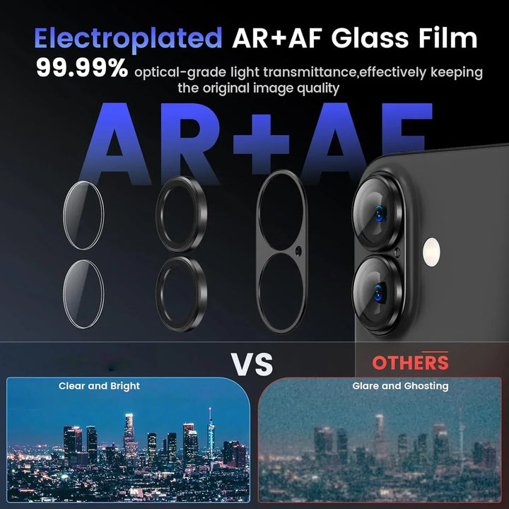 Stilvoller iPhone Kameraschutz aus Metall und gehärtetem Glas. Kratzfester und stoßfester Schutz.