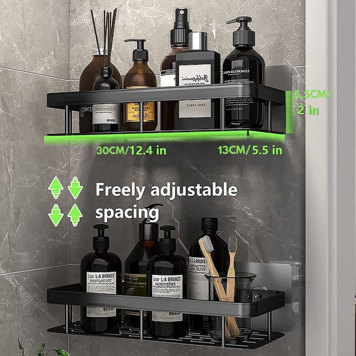 Funktionelles Metall Saugnapf Duschregal für Shampoo, Duschgel und andere Hygieneartikel.