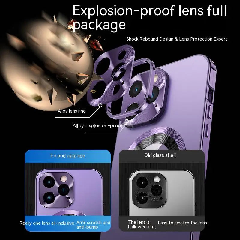 Metallische Magsafe Handyhülle für iPhone 15/14/13 mit 360° Vollschutz und Kameraschutz. Stoßfestes Premium-Case.