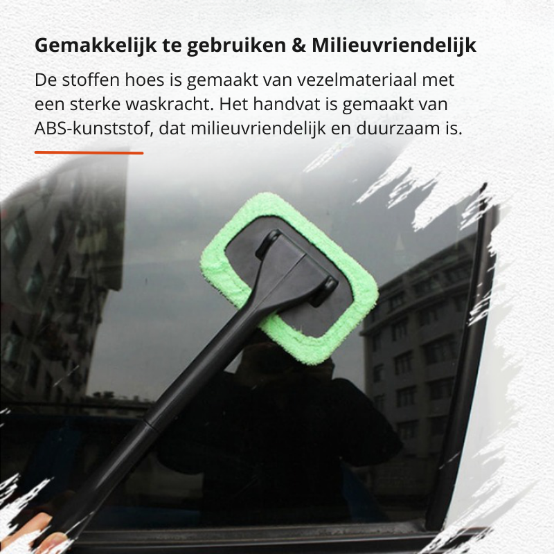 Effiziente Mikrofaser-Bürste zur streifenfreien Reinigung von Autofensern und Scheiben.