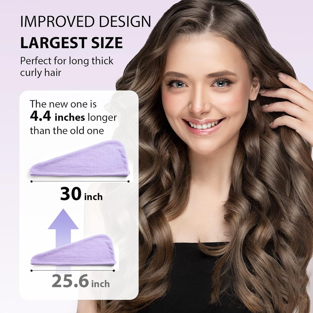 Mikrofaser-Haarhandtuch Wickel für Damen, 3er Pack, fördert gesunde Haare & schnelle Trocknung.