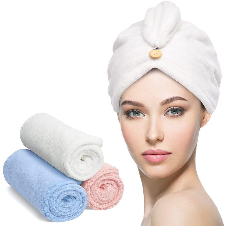 Schnelltrocknender Mikrofaser-Haarwickel (3er Pack) für gesunde Haare, ideal nach dem Waschen.