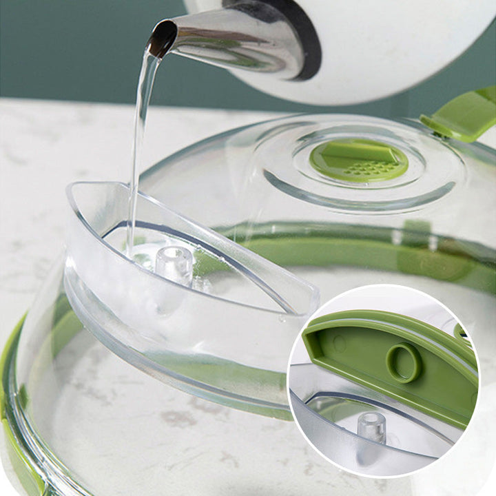 Hitzebeständiger Spritzschutz für Mikrowelle, hält Küche sauber und verhindert Fettspritzer beim Kochen.
