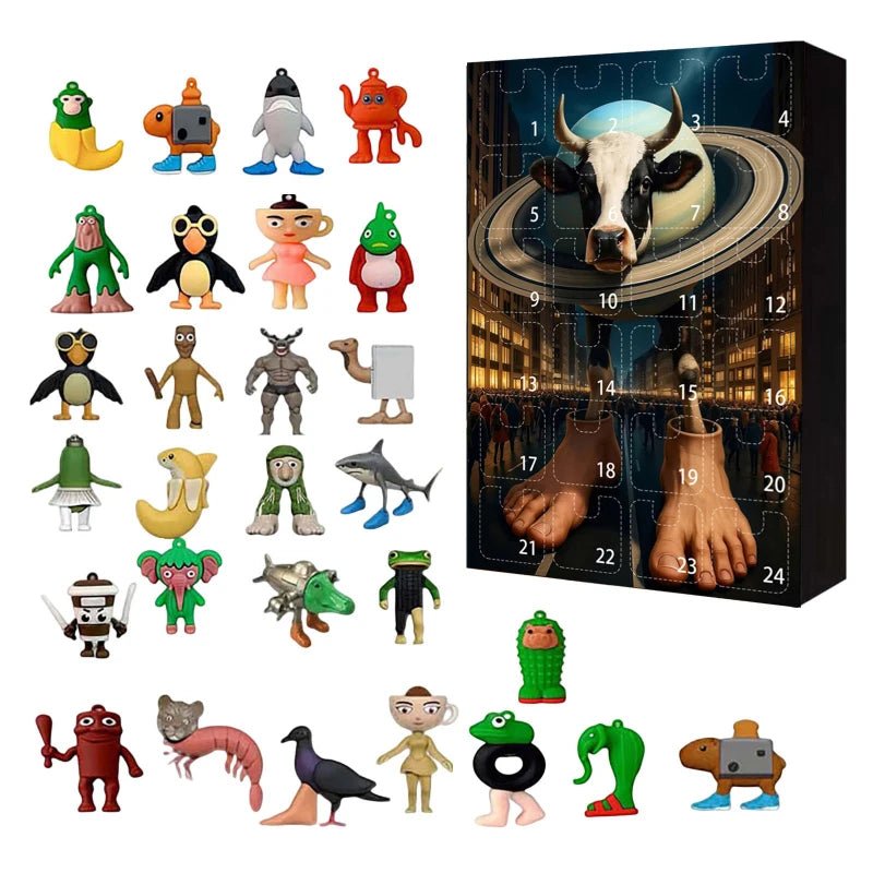Stapel von MINDPOP 2025 Adventskalendern, perfekte Weihnachtsgeschenke und Spielzeug für viele Kinder.