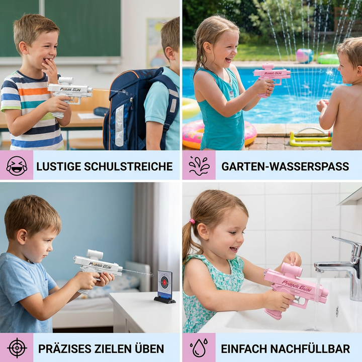 Tolles Geschenk: Doppelseitige Mini-Wasserpistole für Kinder, bringt Wasserspaß im Sommer, Garten und Strand.