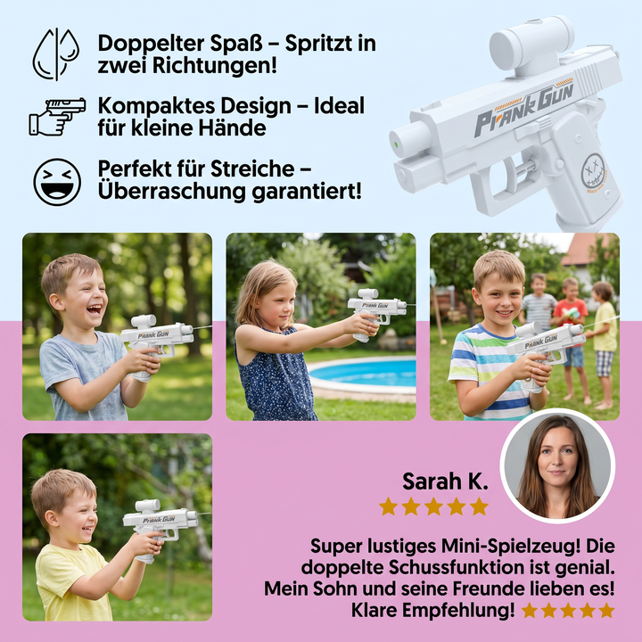 Robuste Mini-Wasserpistole, doppelseitig, fördert aktive Outdoor-Spiele und Wasserspaß für Kinder im Sommer.
