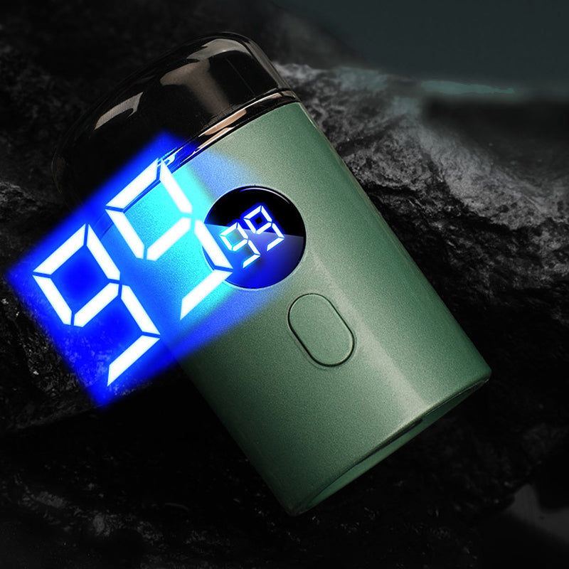 Hochwertiger Edelstahl-Mini-Rasierer für Männer, tragbar, mit USB-C Ladefunktion.