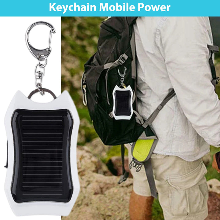 Portable USB Solar Powerbank für Mobiltelefone. Perfekt als Notfall-Ladegerät auf Reisen & im Outdoor.