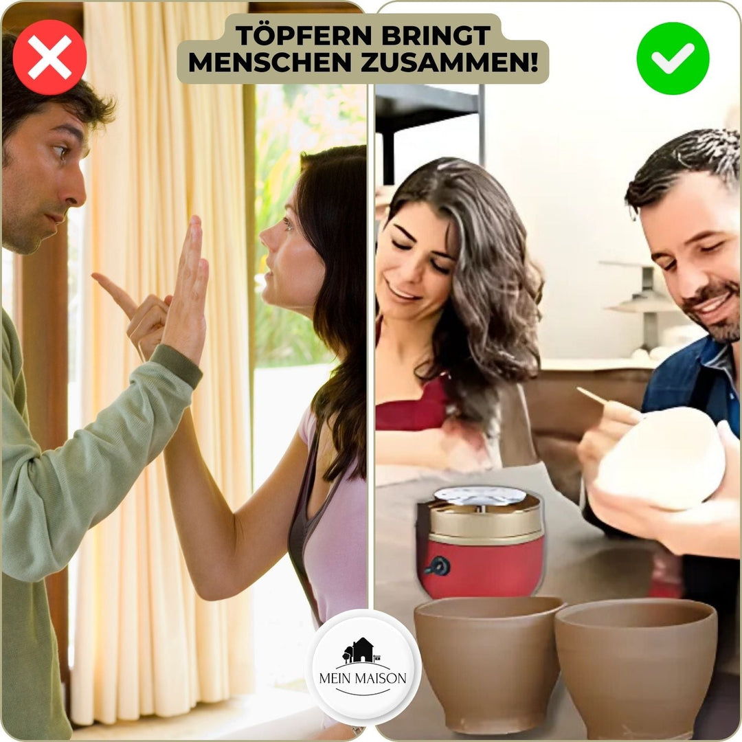 Fertige Keramikschale, kreiert mit der Mini-Töpferscheibe; inspiriert zuhause kreatives Töpfern und Handwerk für alle.