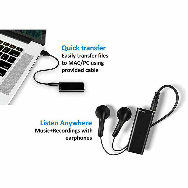 Kleiner, unauffälliger Mini Audio Rekorder mit 8GB Speicher und U-Disk-Funktion für einfache Datenübertragung.