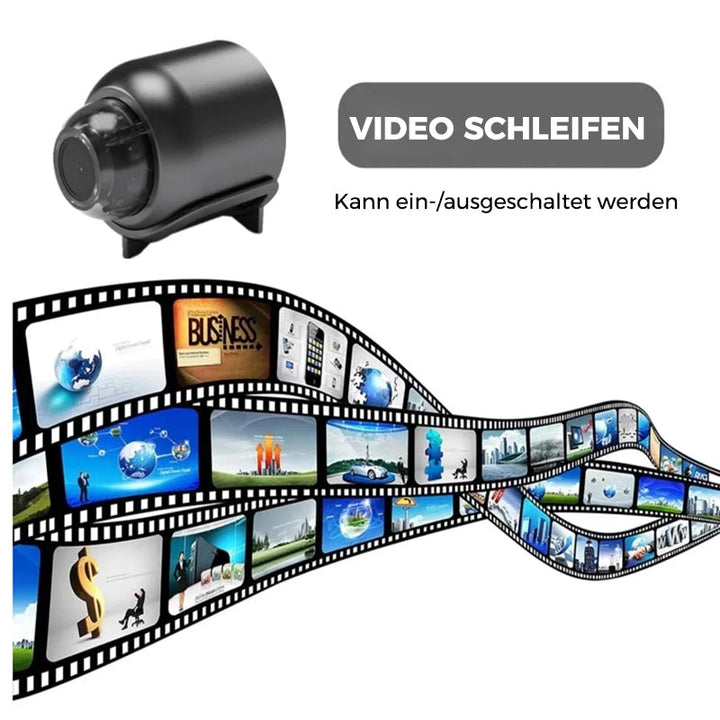 Kompakte Sicherheitskamera 1080p mit Nachtsicht, Bewegungserkennung, ideal für unauffällige Überwachung.