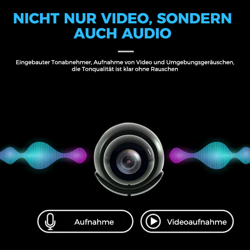 Smart Home Mini Überwachungskamera 1080p, WLAN, mit Alarm und Nachtsicht für umfassenden Schutz.