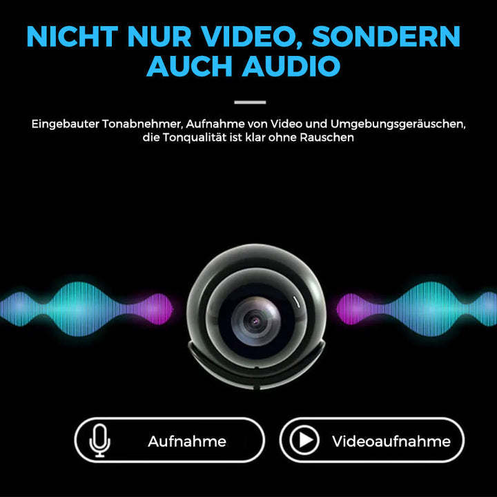 Smart Home Mini Überwachungskamera 1080p, WLAN, mit Alarm und Nachtsicht für umfassenden Schutz.