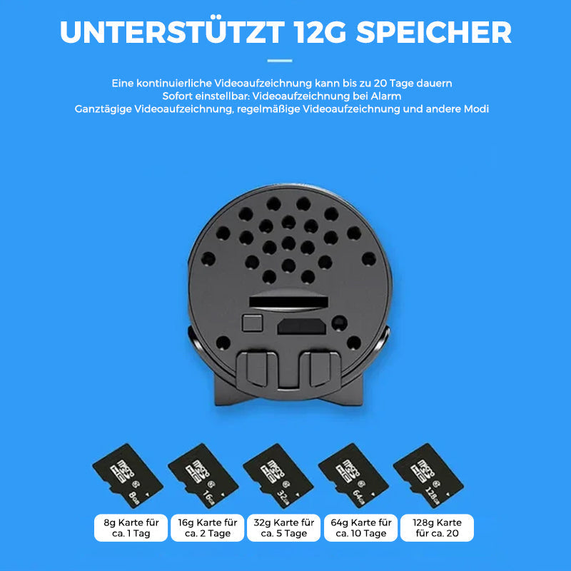 Hochauflösende 1080p Mini WLAN Kamera mit Fernzugriff, Nachtsicht für detaillierte Überwachung.