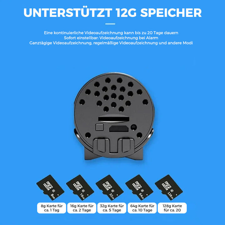 Hochauflösende 1080p Mini WLAN Kamera mit Fernzugriff, Nachtsicht für detaillierte Überwachung.