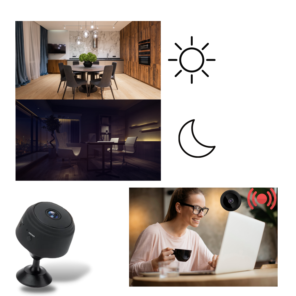 Kleine WLAN Überwachungskamera mit Nachtsichtfunktion für 24/7 Sicherheit.