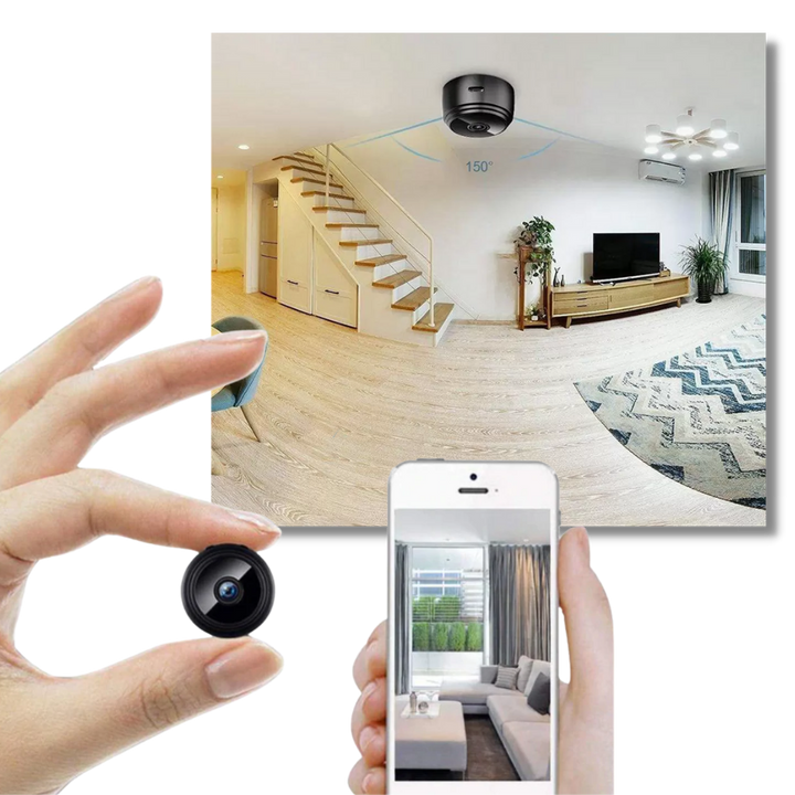 Handliche Mini WLAN Kamera zur mobilen Überwachung, ideal für unterwegs.
