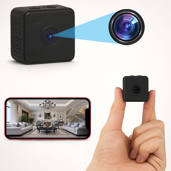 Mini WLAN Überwachungskamera für Live-Stream, Nachtsicht & Bewegungserkennung. Kompakt für Smart Home Sicherheit.
