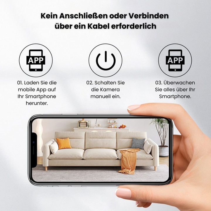 WLAN Minikamera mit präziser Bewegungserkennung und Alarmfunktion. Effektive Überwachungskamera für Sicherheit.