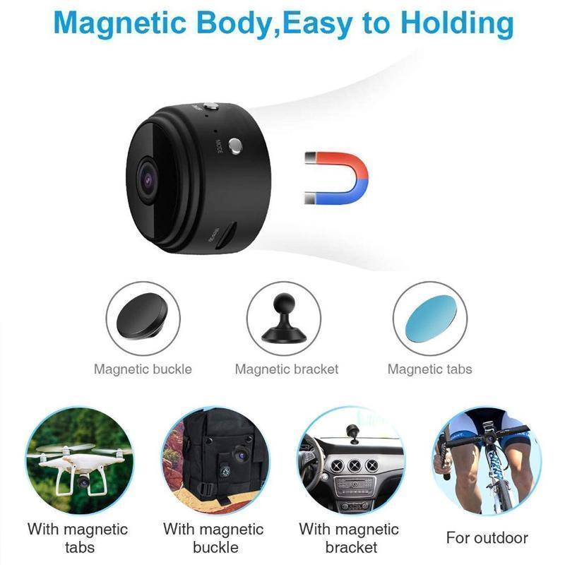 Einfach installierbare Mini WLAN Kamera 1080p mit Magnet, perfekt für Smart Home Sicherheit & Wohnmobil-Zubehör.