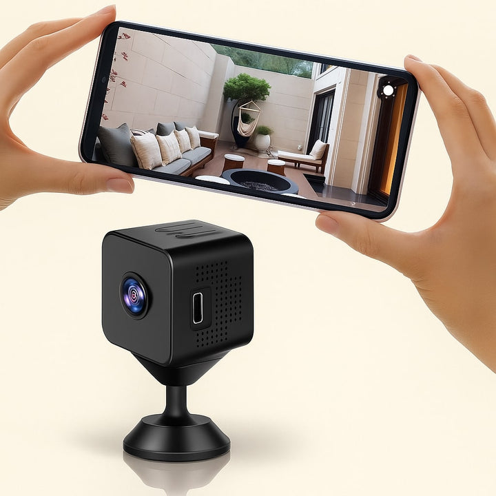 Minikamera für Innenräume mit Full HD, Nachtsicht & Bewegungserkennung für diskrete Heimüberwachung.