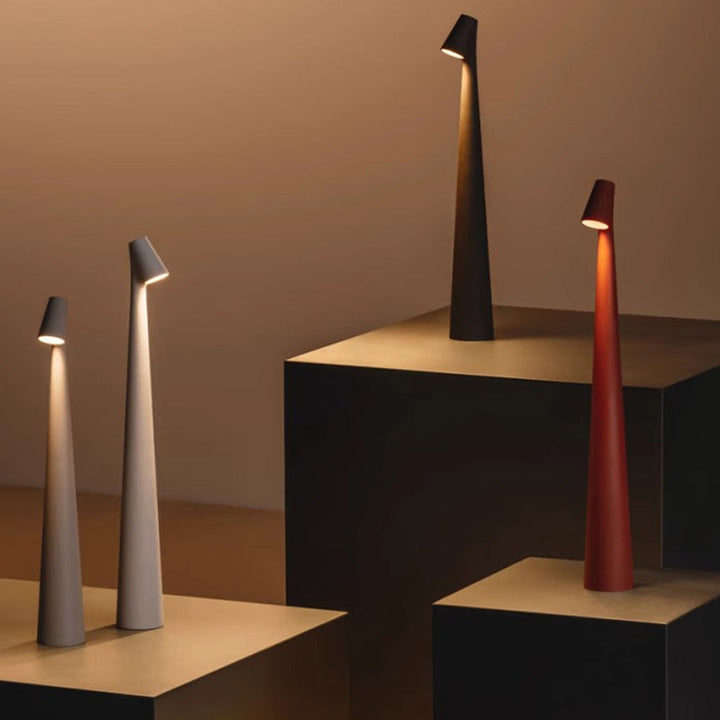 Elegante, kabellose LED Leuchte mit flexiblem Kopf, dimmbar, perfekt als Leseleuchte oder Stimmungslicht.