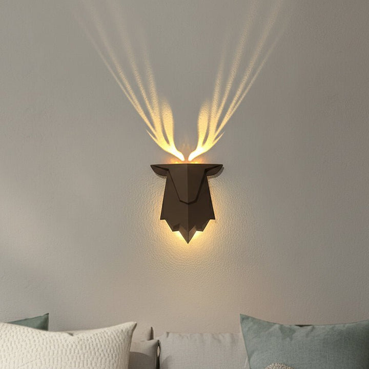 Moderne Hirsch-Designlampe, dimmbar, für indirektes LED-Licht und stimmungsvolle Ambientebeleuchtung.