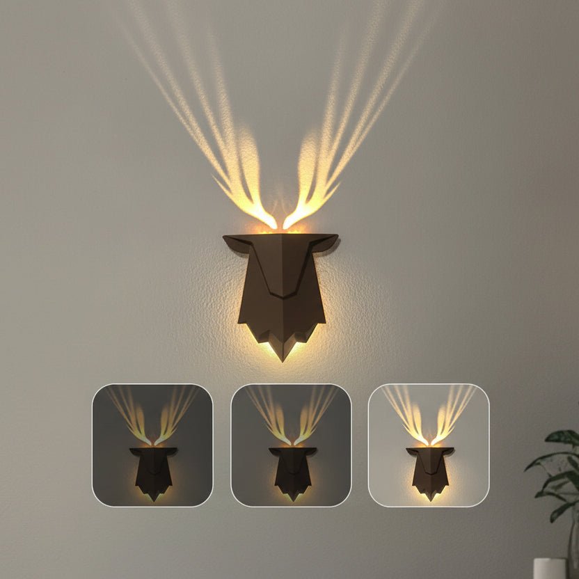 Dimmbare LED-Wandleuchte Hirsch für modernes Wohnzimmer. Indirektes Licht und Fernbedienung für optimales Stimmungslicht.