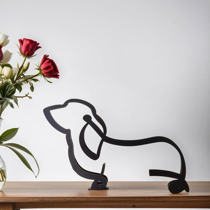 Elegante Hundeskulptur, modernes Kunstwerk, ideal als stilvolles Geschenk für Zuhause.