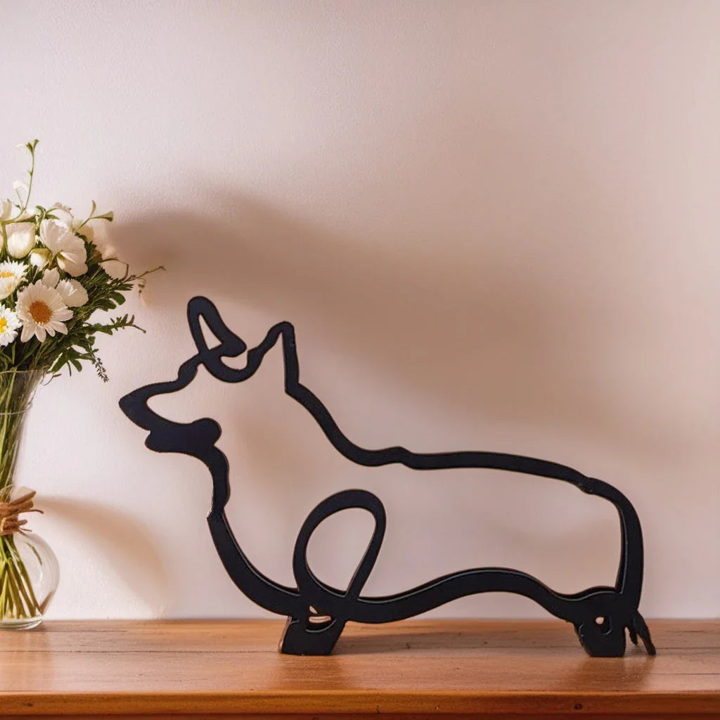 Dekorative Hundefigur, zeitloses Design, minimalistische Tierfigur für stilvolle Wohnkultur.