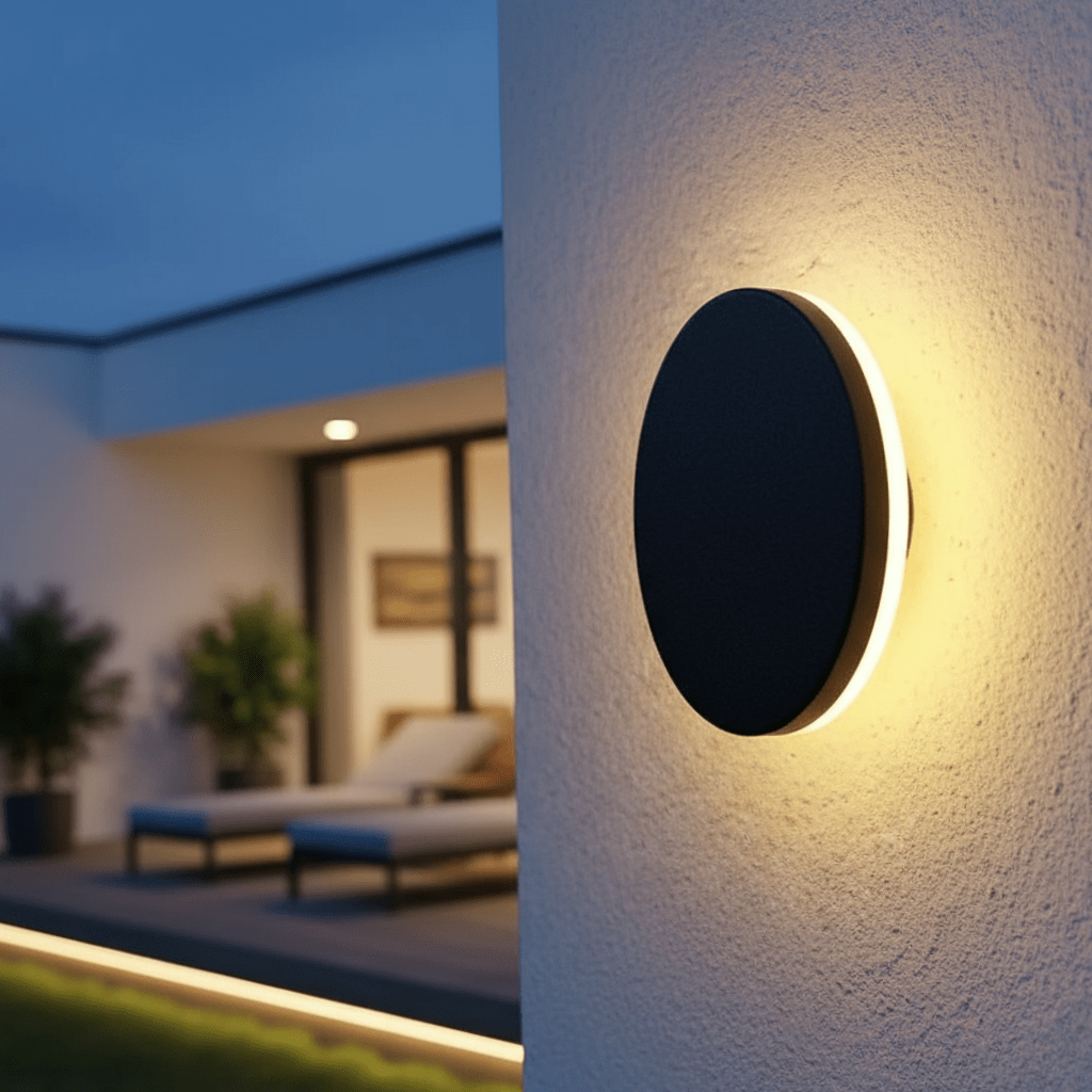 Minimalistische LED Außenwandleuchte, modern, anthrazit, ideal für stilvolle Fassadenbeleuchtung.