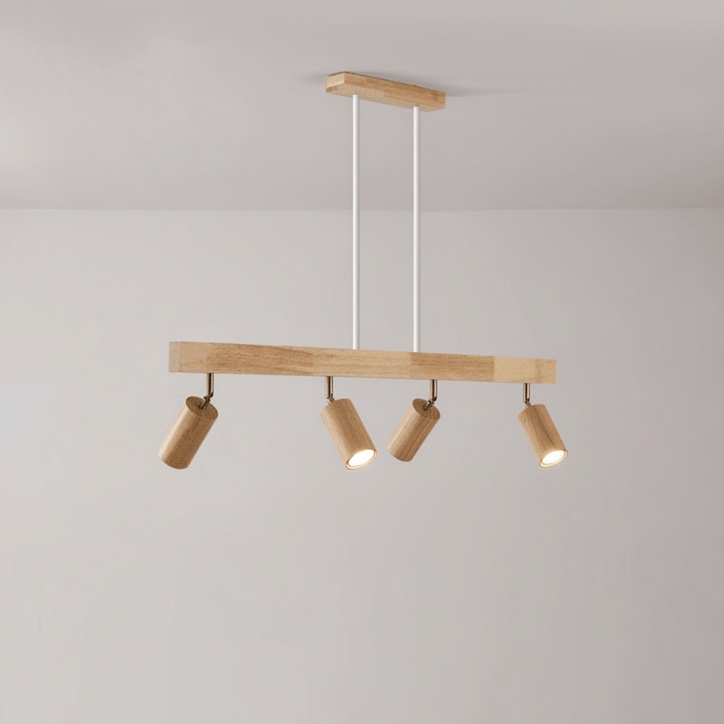 Moderne LED-Deckenlampe aus Holz, skandinavischer Stil, Lichtfarbe & Helligkeit regulierbar.