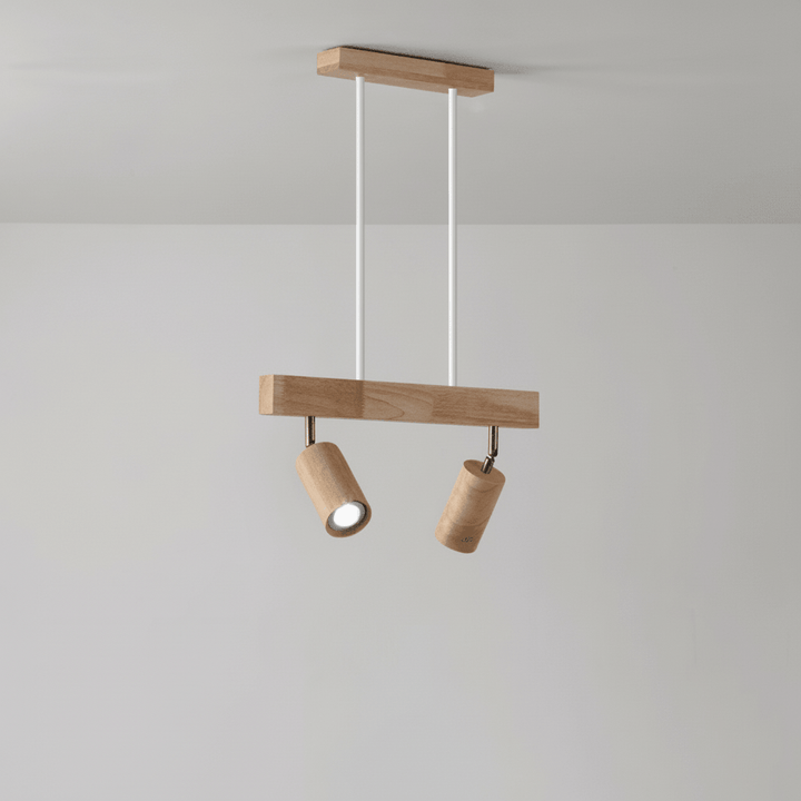Minimalistische Deckenlampe aus Holz, LED-Licht, perfekt für moderne Innenräume.