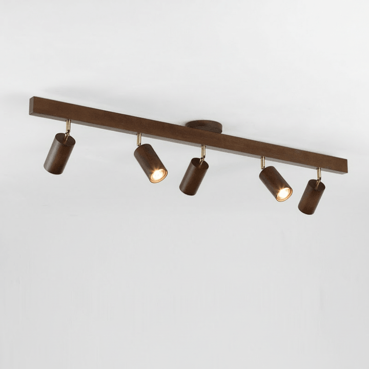 Holz-Deckenleuchte mit verstellbarer LED, minimalistisches Design für Schlafzimmer.