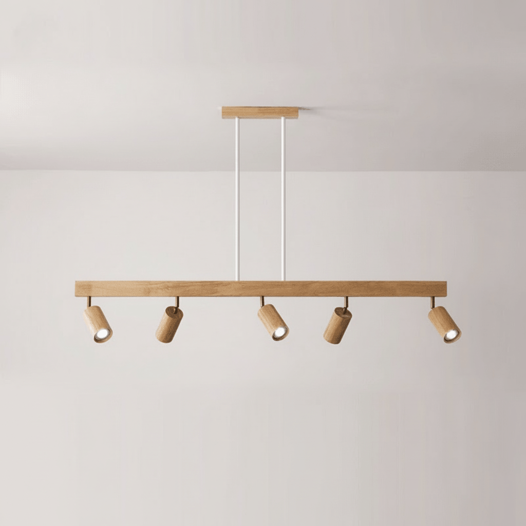 Rechteckige LED-Deckenleuchte aus Massivholz, einstellbare Lichtintensität, modern.