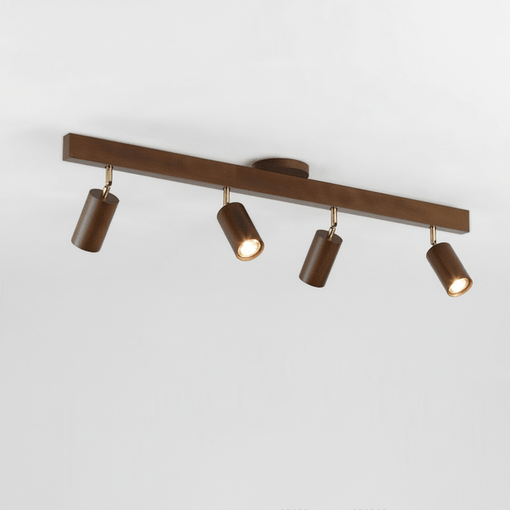 Moderne Wohnzimmerleuchte: Massivholz LED-Deckenlampe, Lichtfarbe & Helligkeit anpassbar.