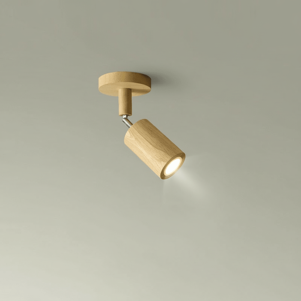 Moderne Holzlampe mit LED, warmweißes & kühlweißes Licht, skandinavisches Design.