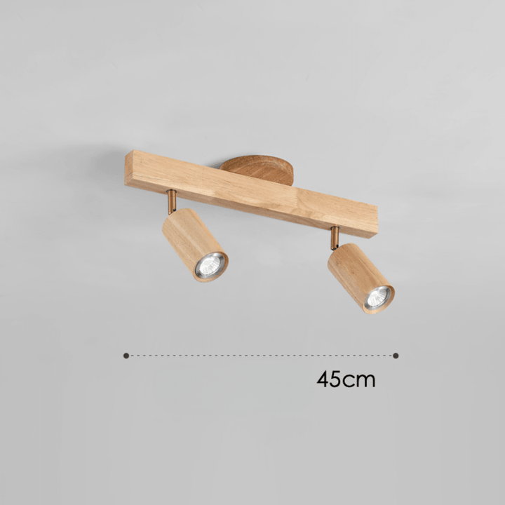 Runde Massivholz LED-Deckenleuchte, kühlweißes Licht, elegantes Design für Esszimmer.