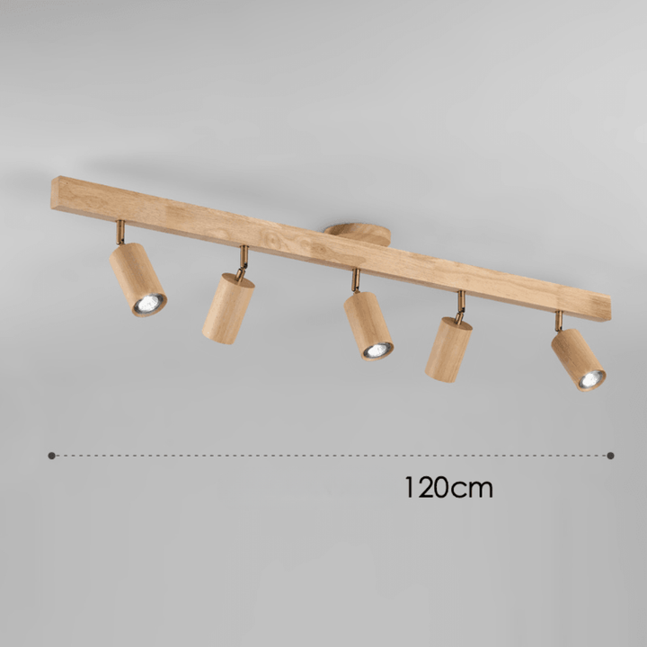 Massivholzlampe mit warmweißer LED, ideal für gemütliche Wohnzimmer-Beleuchtung.