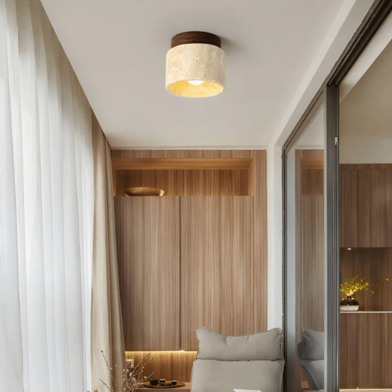 Warmweiße LED Deckenlampe aus Holz, minimalistisch & energieeffizient. Ideal als Ambiente Licht für jeden Raum.