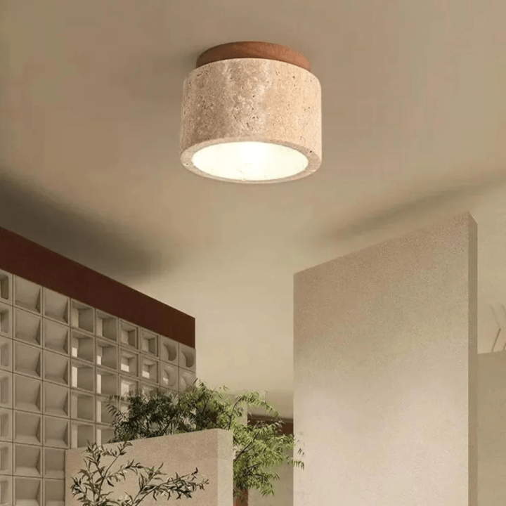 Wohnzimmerlampe: Deckenleuchte aus natürlichem Holz, LED Beleuchtung für entspanntes, warmweißes Licht.