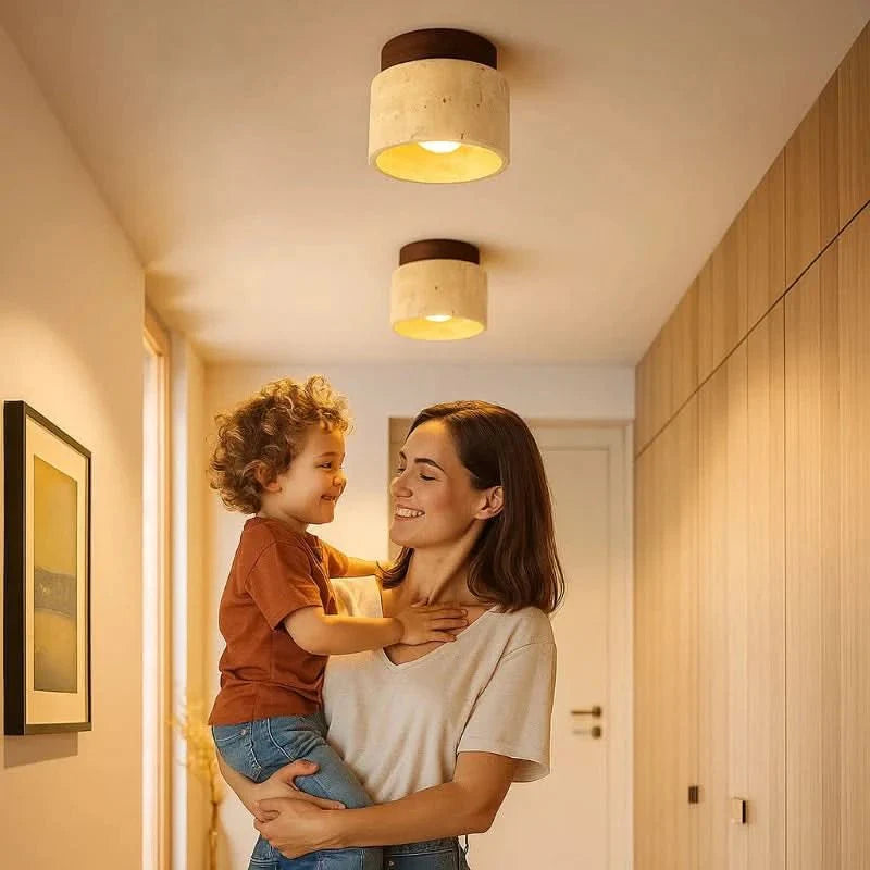 Vielseitige Holzlampe, LED Deckenbeleuchtung, minimalistisch. Ideal für Wohnzimmer, Schlafzimmer & Flur.