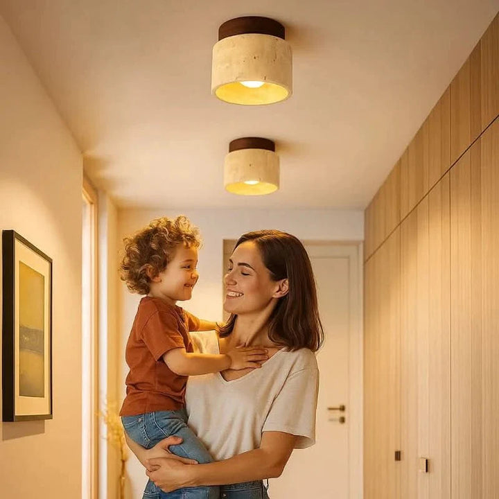 Vielseitige Holzlampe, LED Deckenbeleuchtung, minimalistisch. Ideal für Wohnzimmer, Schlafzimmer & Flur.