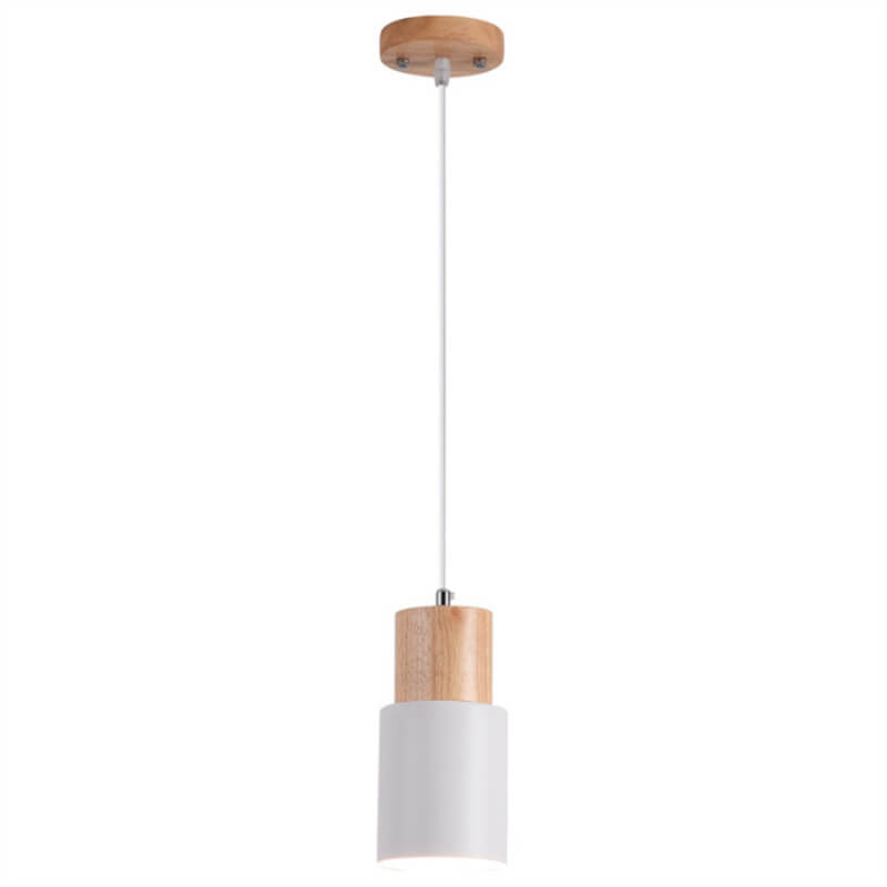 Minimalistische LED-Zylinderlampe über Kücheninsel, moderne und funktionale Beleuchtung.
