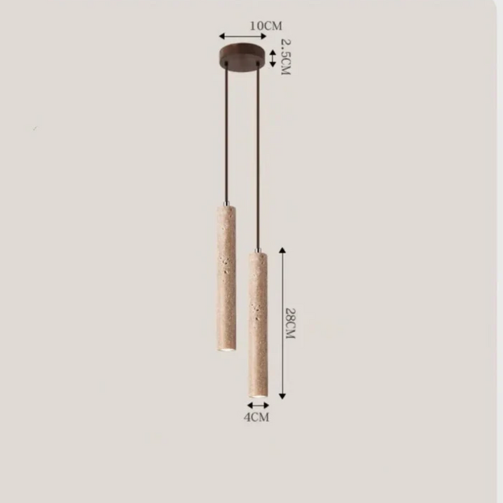 Luxuriöser minimalistischer Travertin LED Kronleuchter, Wabi-Sabi Deckenleuchte für ein modernes Ambiente.