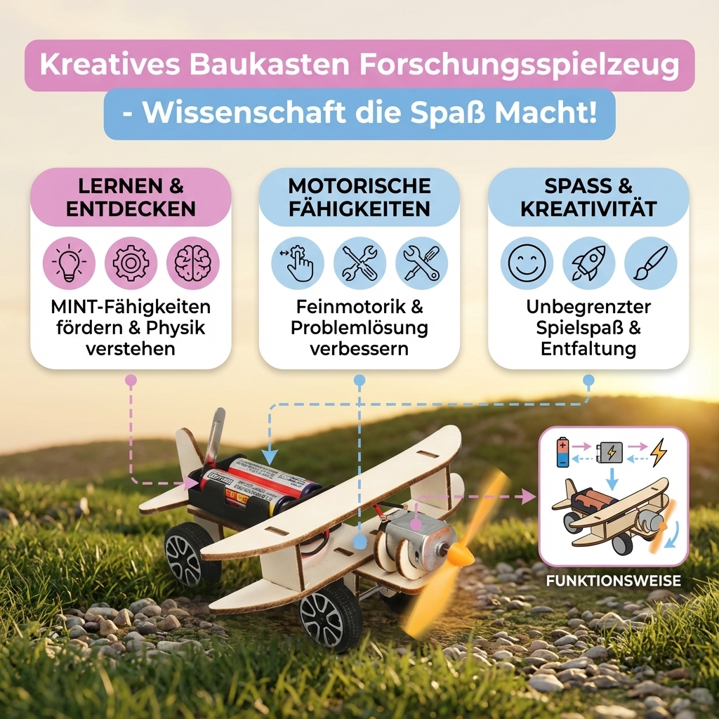 Assembliertes Technik-Modell aus dem pädagogischen MINT Experimentierkasten für Kinder.