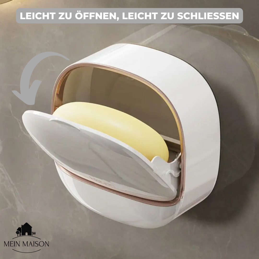 SeifenGlanz Wand-Seifenbox in Dunkelgrün. Bohrfrei montierbar, für strahlend saubere, trockene Seife.
